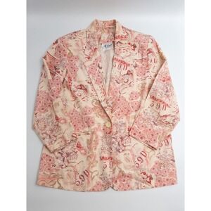 Floral‎ Blazer Womens 16 All Over Print 1 Button Blazer Long Sleeve N Touch